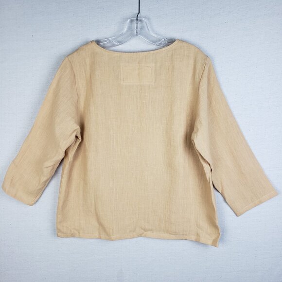 Amour Linen Boxy Top Shirt 100% Linen Handcrafted size XL Lagenlook Minimalist - Picture 4 of 7